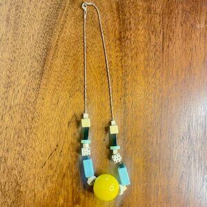 Vintage 80's Geometric Colorful Wooden Bead Necklace